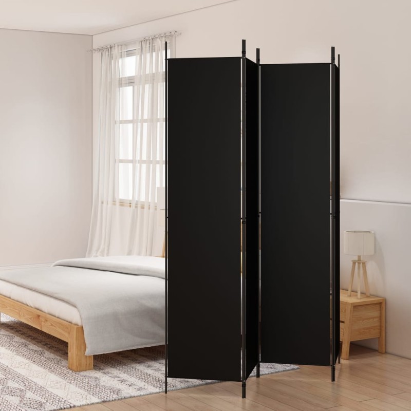 vidaXL 4-tlg. Paravent Schwarz 200x220 cm Stoff vidaXL 4-tlg. Paravent Schwarz 200x220 cm Stoff
