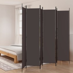 vidaXL 6-tlg. Paravent Braun 300x220 cm Stoff