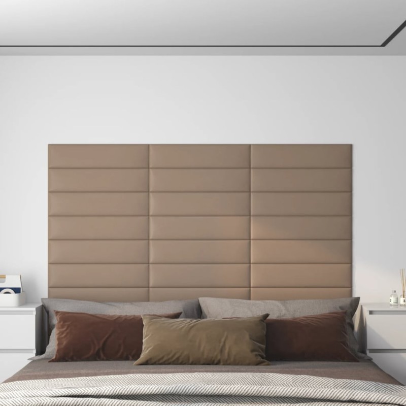Wandpaneele 12 Stk. Cappuccino-Braun 60x15cm Kunstleder 1,08 m² Wandpaneele 12 Stk. Cappuccino-Braun 60x15cm Kunstleder 1,08 m²