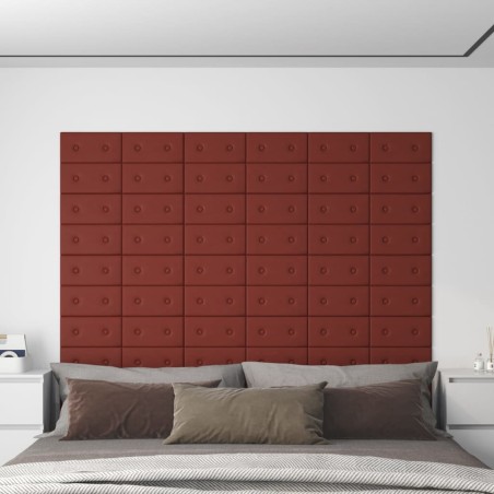 Wandpaneele 12 Stk. Weinrot 30x15 cm Kunstleder 0,54 m²
