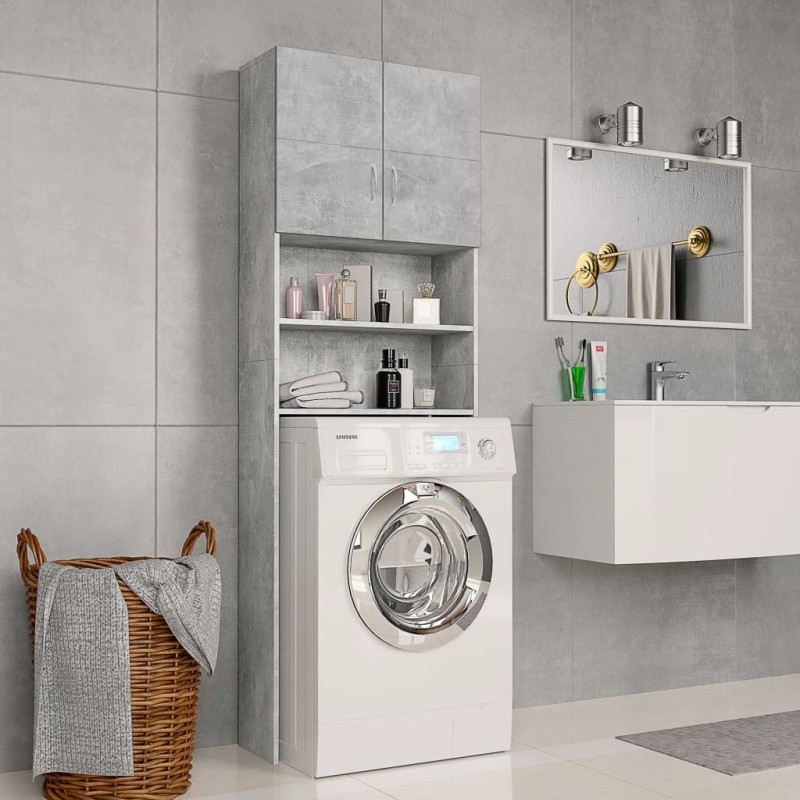 vidaXL Waschmaschinenschrank Betongrau 64x25,5x190 cm Holzwerkstoff vidaXL Waschmaschinenschrank Betongrau 64x25,5x190 cm Holzwerkstoff