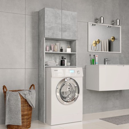 vidaXL Waschmaschinenschrank Betongrau 64x25,5x190 cm Holzwerkstoff