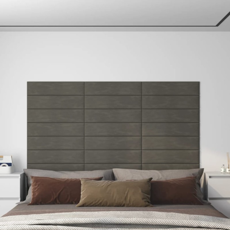 Wandpaneele 12 Stk. Dunkelgrau 60x15 cm Samt 1,08 m² Wandpaneele 12 Stk. Dunkelgrau 60x15 cm Samt 1,08 m²