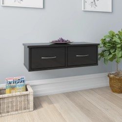 vidaXL Wand-Schubladenregal Hochglanz-Schwarz 60x26x18,5 cm