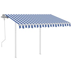 vidaXL Markise Manuell Einziehbar mit Pfosten 3,5x2,5 m Blau & Weiß