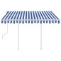 vidaXL Markise Manuell Einziehbar mit Pfosten 3,5x2,5 m Blau & Weiß vidaXL Markise Manuell Einziehbar mit Pfosten 3,5x2,5 m Blau & Weiß
