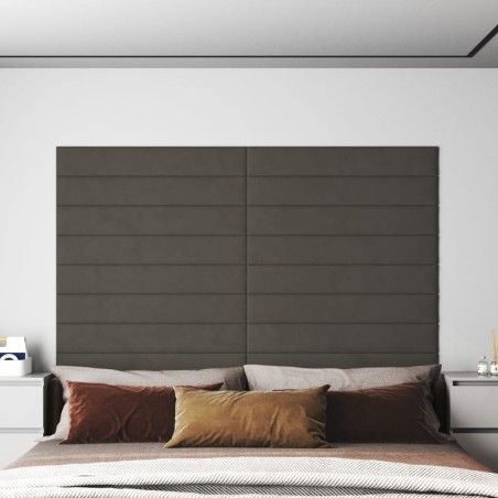 vidaXL Wandpaneele 12 Stk. Dunkelgrau 90x15 cm Samt 1,62 m²