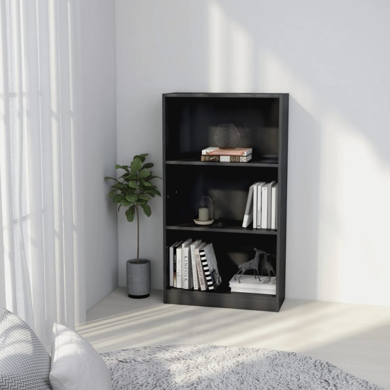 vidaXL Bücherregal 3 Fächer Hochglanz-Grau 60x24x109 cm Holzwerkstoff vidaXL Bücherregal 3 Fächer Hochglanz-Grau 60x24x109 cm Holzwerkstoff