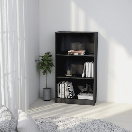 vidaXL Bücherregal 3 Fächer Hochglanz-Grau 60x24x109 cm Holzwerkstoff