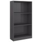 vidaXL Bücherregal 3 Fächer Hochglanz-Grau 60x24x109 cm Holzwerkstoff vidaXL Bücherregal 3 Fächer Hochglanz-Grau 60x24x109 cm Holzwerkstoff
