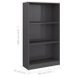 vidaXL Bücherregal 3 Fächer Hochglanz-Grau 60x24x109 cm Holzwerkstoff vidaXL Bücherregal 3 Fächer Hochglanz-Grau 60x24x109 cm Holzwerkstoff