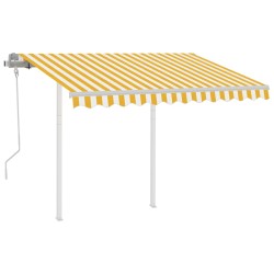 vidaXL Markise Manuell Einziehbar mit Pfosten 3,5x2,5 m Gelb & Weiß
