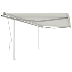 vidaXL Markise Manuell Einziehbar mit Pfosten 4x3 m Creme
