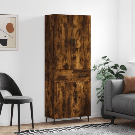 Highboard Räuchereiche 69,5x34x180 cm Holzwerkstoff