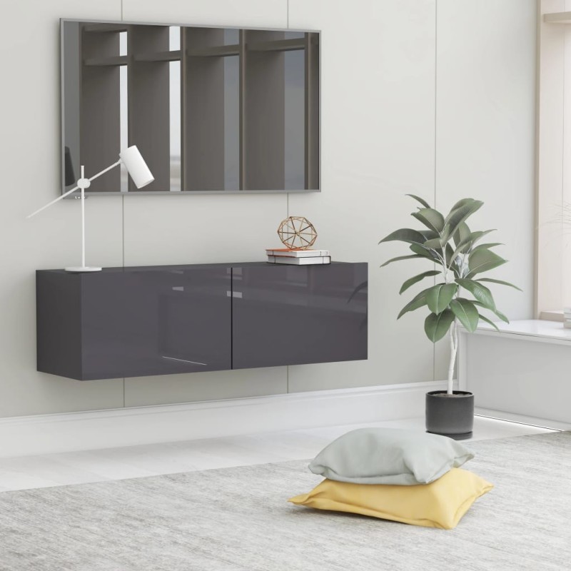 vidaXL TV-Schrank Hochglanz-Grau 100x30x30 cm Holzwerkstoff vidaXL TV-Schrank Hochglanz-Grau 100x30x30 cm Holzwerkstoff