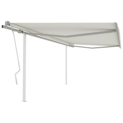 vidaXL Markise Manuell Einziehbar mit Pfosten 4,5x3 m Creme