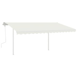 vidaXL Markise Manuell Einziehbar mit Pfosten 4,5x3 m Creme