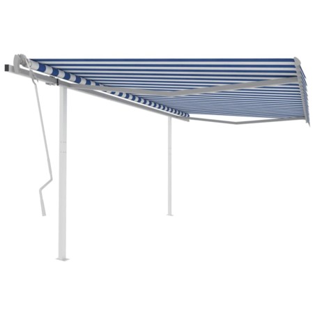 vidaXL Markise Manuell Einziehbar mit Pfosten 4,5x3 m Blau & Weiß