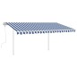 vidaXL Markise Manuell Einziehbar mit Pfosten 4,5x3 m Blau & Weiß vidaXL Markise Manuell Einziehbar mit Pfosten 4,5x3 m Blau & Weiß