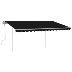 vidaXL Markise Manuell Einziehbar mit Pfosten 4x3 m Anthrazit