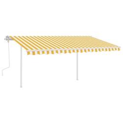 vidaXL Markise Manuell Einziehbar mit Pfosten 4,5x3 m Gelb & Weiß