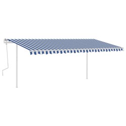 vidaXL Markise Manuell Einziehbar mit Pfosten 5x3 m Blau & Weiß