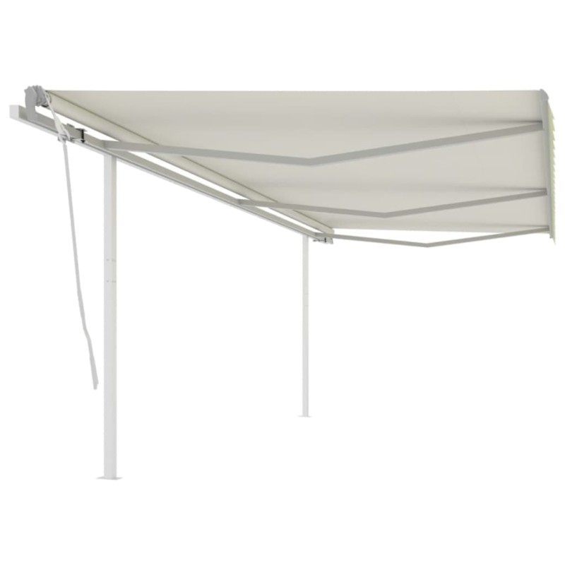 vidaXL Markise Manuell Einziehbar mit Pfosten 6x3 m Creme vidaXL Markise Manuell Einziehbar mit Pfosten 6x3 m Creme