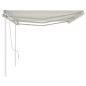 vidaXL Markise Manuell Einziehbar mit Pfosten 6x3 m Creme vidaXL Markise Manuell Einziehbar mit Pfosten 6x3 m Creme