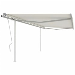 vidaXL Markise Manuell Einziehbar mit Pfosten 4x3,5 m Creme
