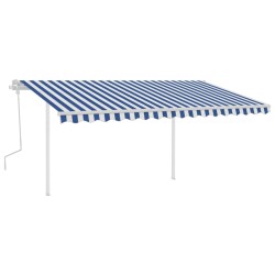 vidaXL Markise Manuell Einziehbar mit Pfosten 4x3,5 m Blau & Weiß