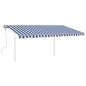 vidaXL Markise Manuell Einziehbar mit Pfosten 4,5x3,5 m Blau & Weiß vidaXL Markise Manuell Einziehbar mit Pfosten 4,5x3,5 m Blau & Weiß