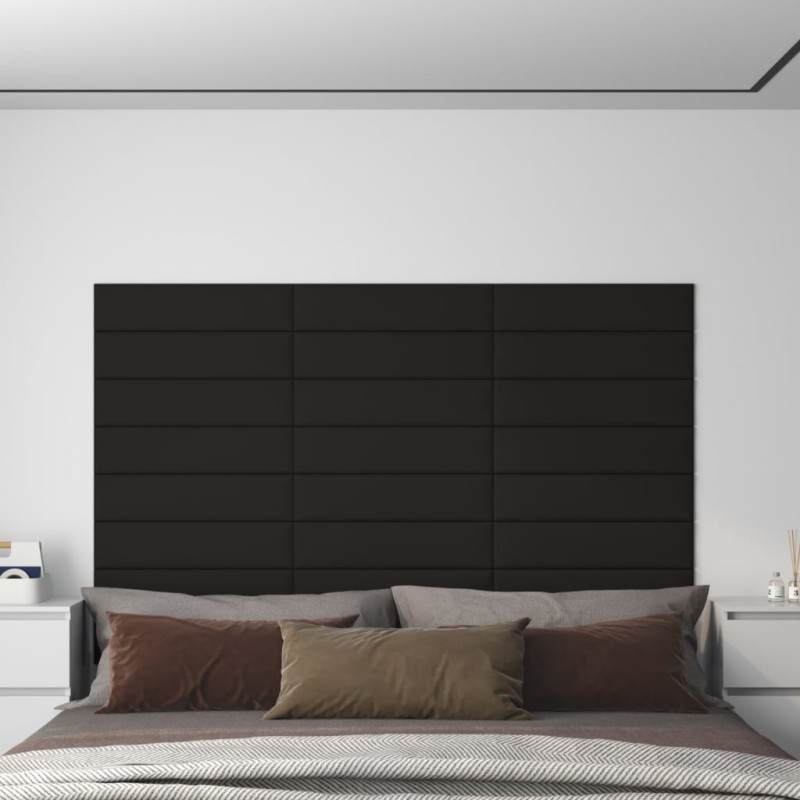 Wandpaneele 12 Stk. Schwarz 60x15 cm Stoff 1,08 m² Wandpaneele 12 Stk. Schwarz 60x15 cm Stoff 1,08 m²