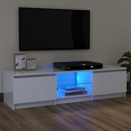 vidaXL TV-Schrank mit LED-Leuchten Hochglanz-Weiß 120x30x35,5 cm