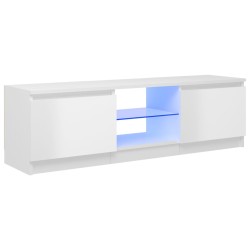vidaXL TV-Schrank mit LED-Leuchten Hochglanz-Weiß 120x30x35,5 cm