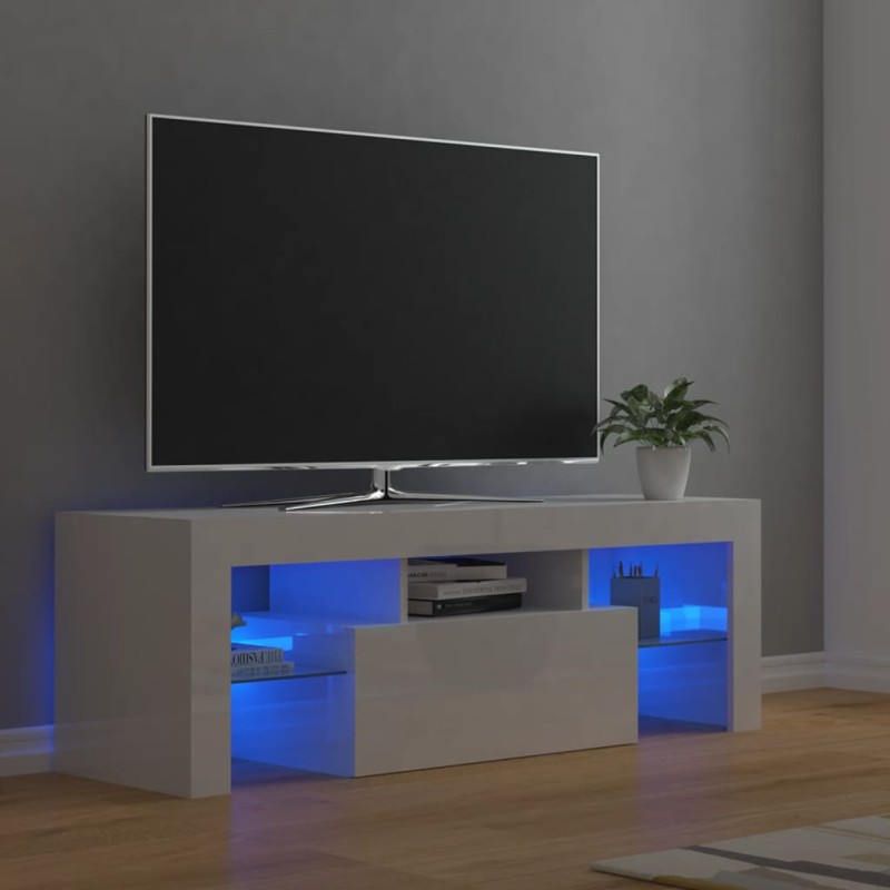 vidaXL TV-Schrank mit LED-Leuchten Hochglanz-Weiß 120x35x40 cm vidaXL TV-Schrank mit LED-Leuchten Hochglanz-Weiß 120x35x40 cm