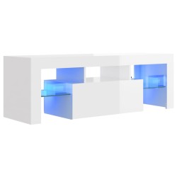 vidaXL TV-Schrank mit LED-Leuchten Hochglanz-Weiß 120x35x40 cm