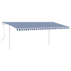 vidaXL Markise Manuell Einziehbar mit Pfosten 5x3,5 m Blau & Weiß