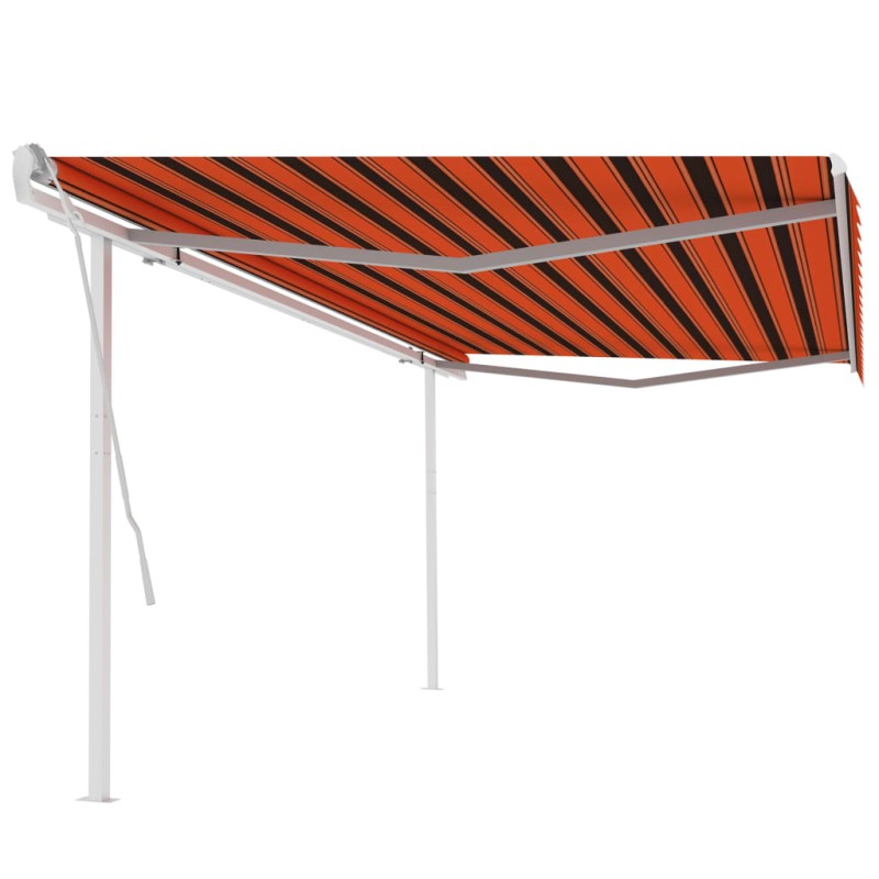 vidaXL Markise Manuell Einziehbar mit Pfosten 5x3,5 m Orange & Braun vidaXL Markise Manuell Einziehbar mit Pfosten 5x3,5 m Orange & Braun