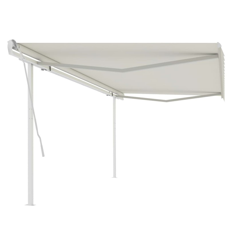 vidaXL Markise Manuell Einziehbar mit Pfosten 5x3,5 m Creme vidaXL Markise Manuell Einziehbar mit Pfosten 5x3,5 m Creme