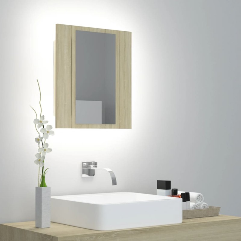 vidaXL LED-Bad-Spiegelschrank Sonoma-Eiche 40x12x45 cm Acryl vidaXL LED-Bad-Spiegelschrank Sonoma-Eiche 40x12x45 cm Acryl