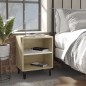 vidaXL Nachttische mit Metallbeinen 2 Stk Sonoma-Eiche Weiß 40x30x50cm vidaXL Nachttische mit Metallbeinen 2 Stk Sonoma-Eiche Weiß 40x30x50cm