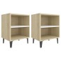 vidaXL Nachttische mit Metallbeinen 2 Stk Sonoma-Eiche Weiß 40x30x50cm vidaXL Nachttische mit Metallbeinen 2 Stk Sonoma-Eiche Weiß 40x30x50cm