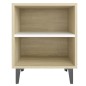 vidaXL Nachttische mit Metallbeinen 2 Stk Sonoma-Eiche Weiß 40x30x50cm vidaXL Nachttische mit Metallbeinen 2 Stk Sonoma-Eiche Weiß 40x30x50cm