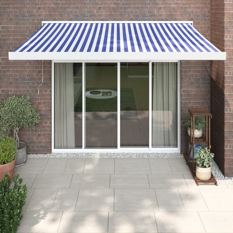 vidaXL Markise Einziehbar Blau und Weiß 3,5x2,5 m Stoff und Aluminium vidaXL Markise Einziehbar Blau und Weiß 3,5x2,5 m Stoff und Aluminium