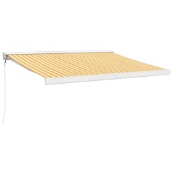 vidaXL Markise Einziehbar Gelb und Weiß 3,5x2,5 m Stoff und Aluminium