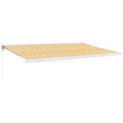 vidaXL Markise Einziehbar Gelb und Weiß 5x3 m Stoff und Aluminium