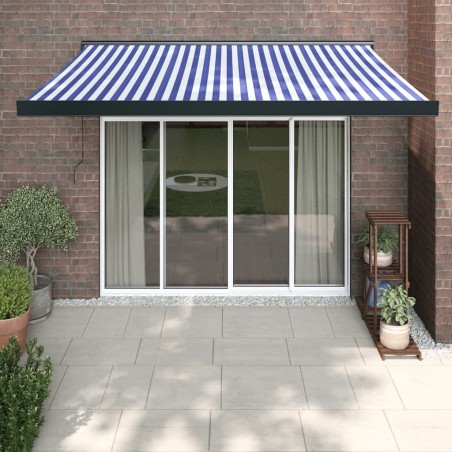vidaXL Markise Einziehbar Blau und Weiß 3x2,5 m Stoff und Aluminium