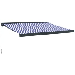 vidaXL Markise Einziehbar Blau und Weiß 3x2,5 m Stoff und Aluminium