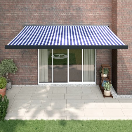 vidaXL Markise Einziehbar Blau und Weiß 4x3 m Stoff und Aluminium