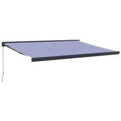 vidaXL Markise Einziehbar Blau und Weiß 4x3 m Stoff und Aluminium